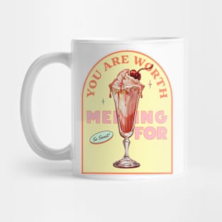 "You Are Worth Melting For" Vintage Cute Painting - A Melting Ice Cream Valentine's Day Delight Mug